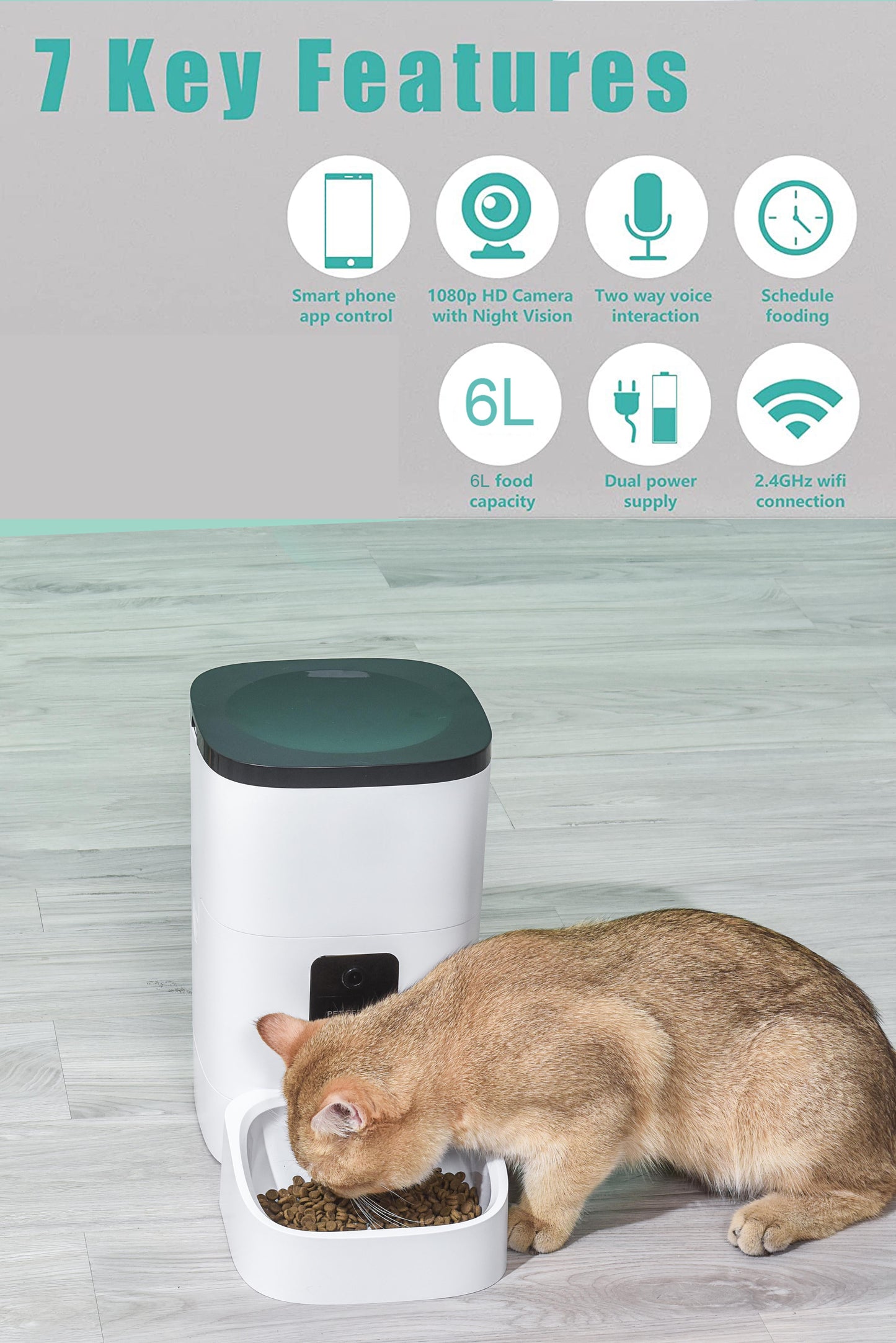 Deluxe 6L Smart Pet Feeder with 1080P Camera and App Control 